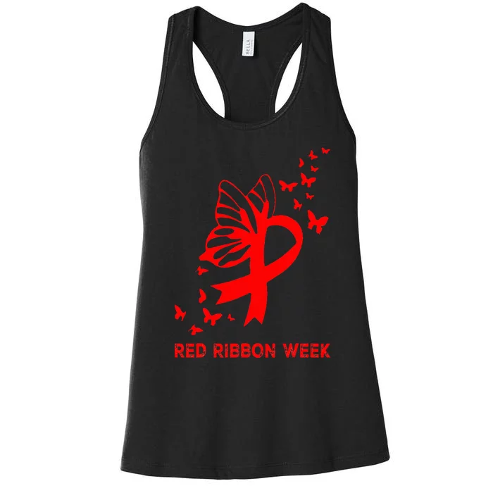 We Wear Red For Red Ribbon Week Awareness Women's Racerback Tank