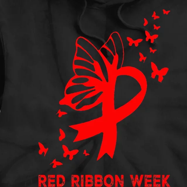 We Wear Red For Red Ribbon Week Awareness Tie Dye Hoodie