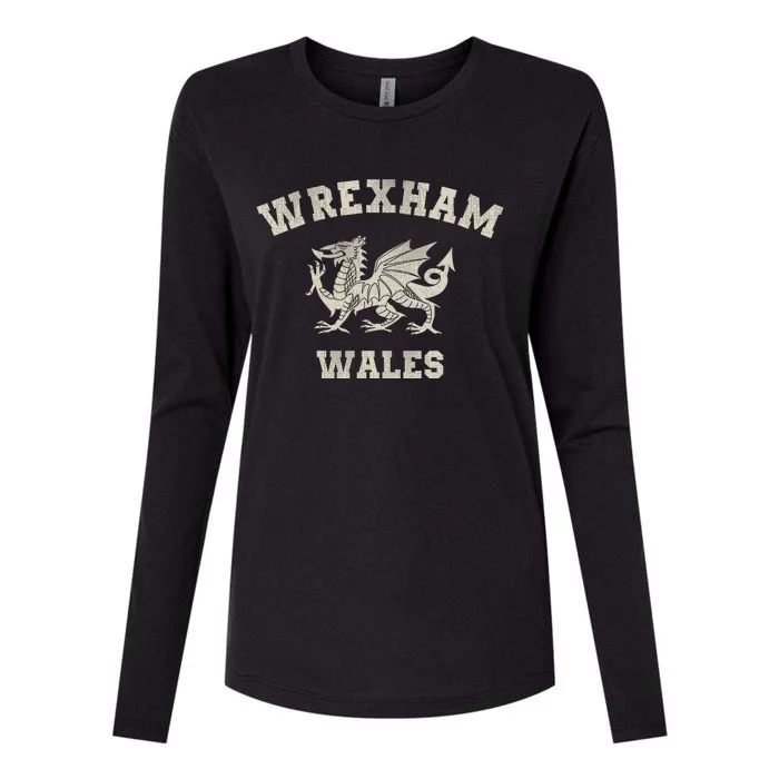 Wrexham Wales Retro Vintage Womens Cotton Relaxed Long Sleeve T-Shirt