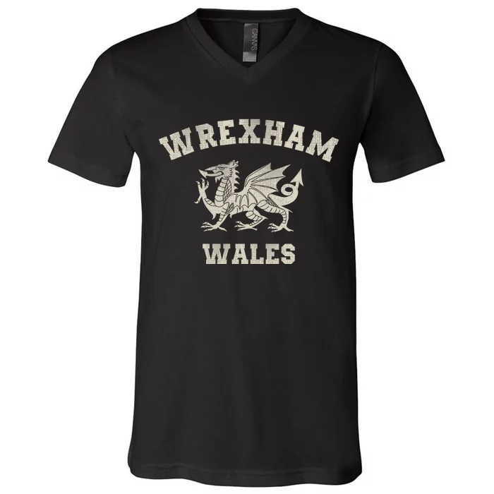 Wrexham Wales Retro Vintage V-Neck T-Shirt