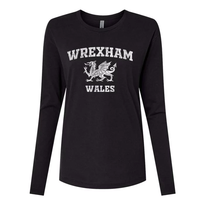 Wrexham Wales Retro Vintage Womens Cotton Relaxed Long Sleeve T-Shirt