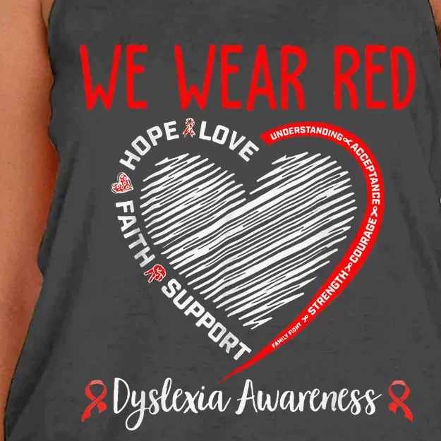 We Wear Red Dyslexia Awareness Month Dyslexia Women's Knotted Racerback Tank