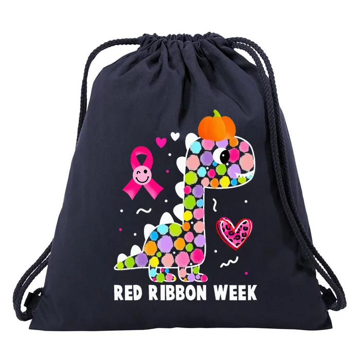 We Wear Red Ribbon Week Awareness Red Ribbon Week Drawstring Bag