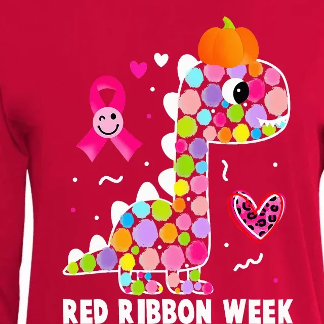 We Wear Red Ribbon Week Awareness Red Ribbon Week Womens Cotton Relaxed Long Sleeve T-Shirt