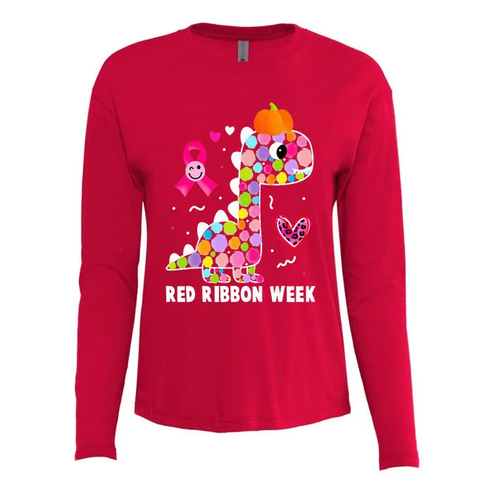 We Wear Red Ribbon Week Awareness Red Ribbon Week Womens Cotton Relaxed Long Sleeve T-Shirt