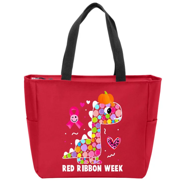 We Wear Red Ribbon Week Awareness Red Ribbon Week Zip Tote Bag