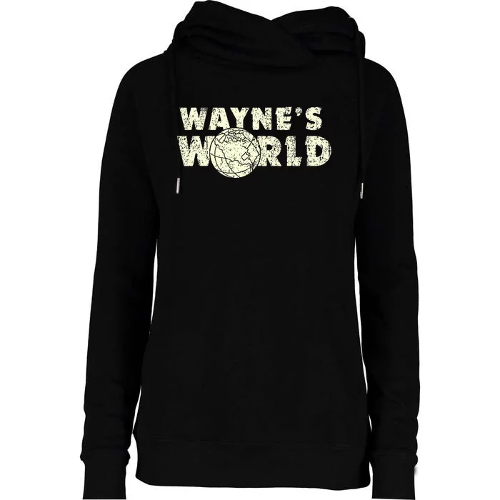 W.A.Y.N.E.S World Retro Vintage 90s Movie Film Womens Funnel Neck Pullover Hood