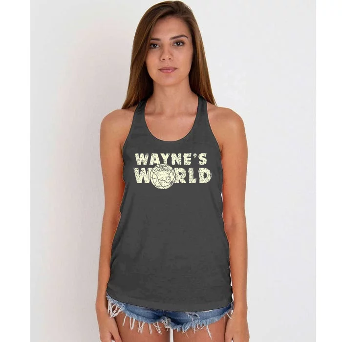 W.A.Y.N.E.S World Retro Vintage 90s Movie Film Women's Knotted Racerback Tank