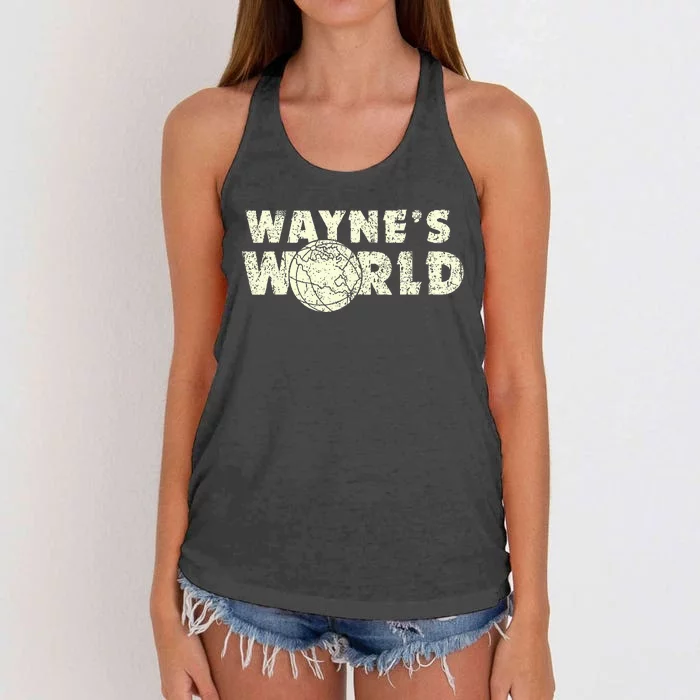 W.A.Y.N.E.S World Retro Vintage 90s Movie Film Women's Knotted Racerback Tank