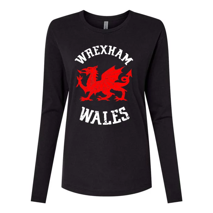 Wrexham Wales Retro Vintage Womens Cotton Relaxed Long Sleeve T-Shirt