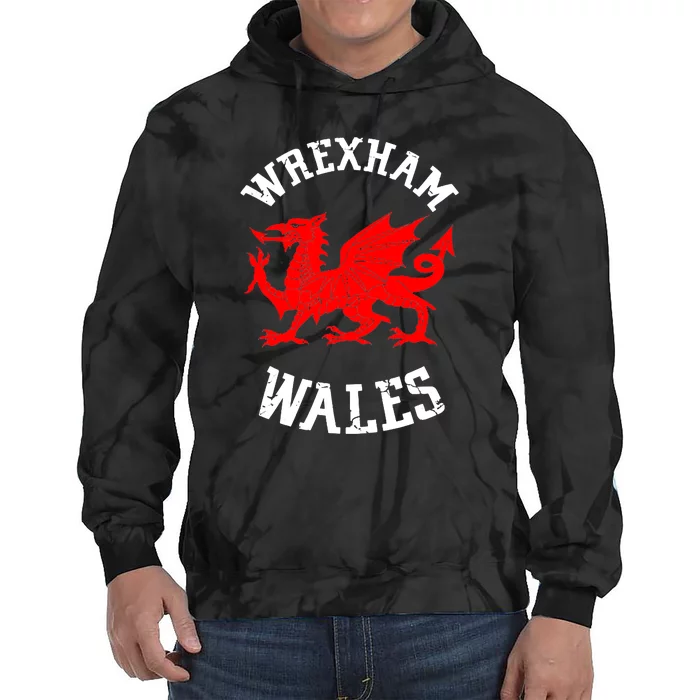 Wrexham Wales Retro Vintage Tie Dye Hoodie