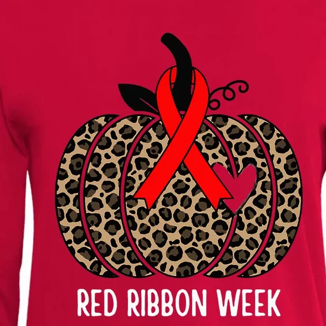 We Wear Red Ribbon for Red Ribbon Week Awareness Womens Cotton Relaxed Long Sleeve T-Shirt