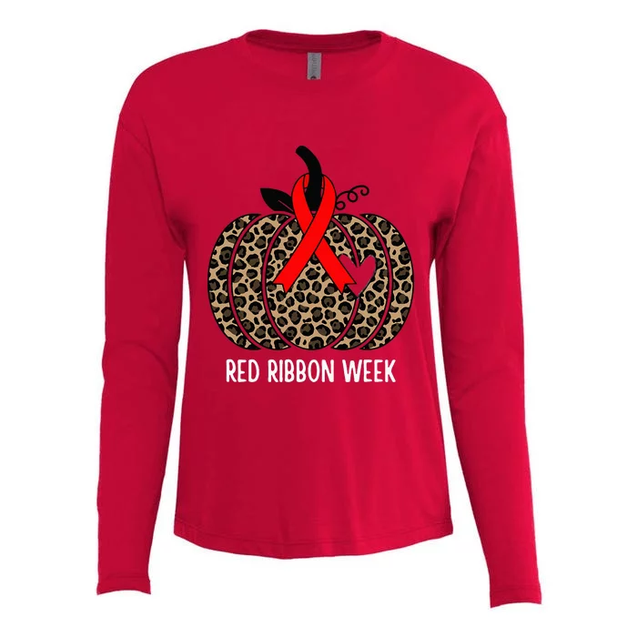 We Wear Red Ribbon for Red Ribbon Week Awareness Womens Cotton Relaxed Long Sleeve T-Shirt