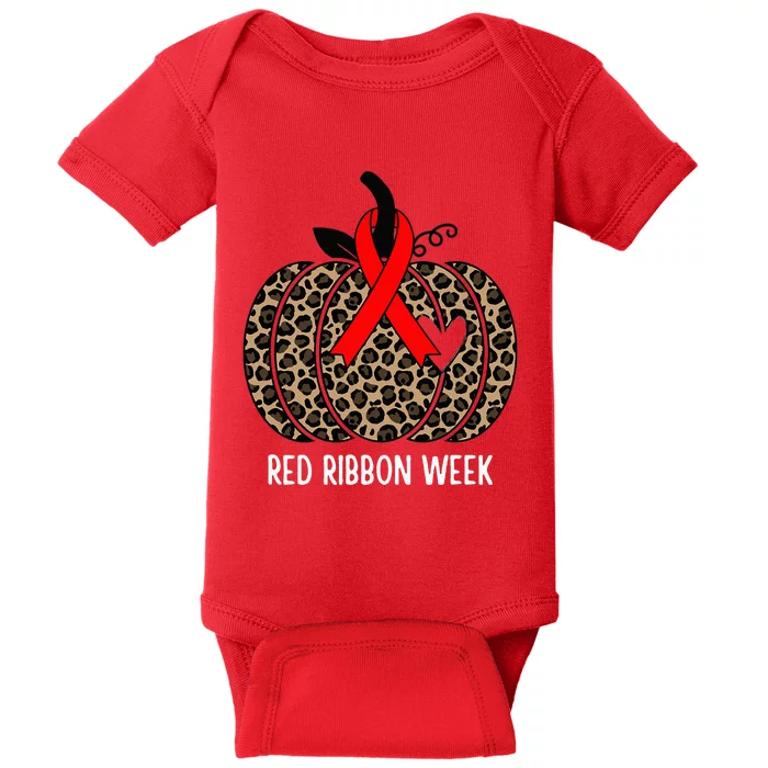 We Wear Red Ribbon for Red Ribbon Week Awareness Baby Bodysuit