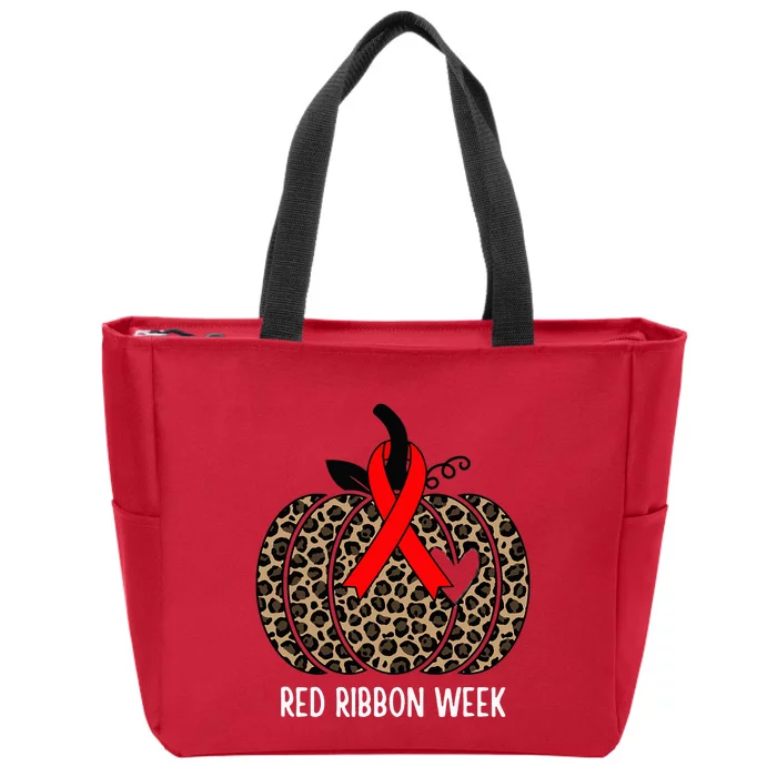 We Wear Red Ribbon for Red Ribbon Week Awareness Zip Tote Bag