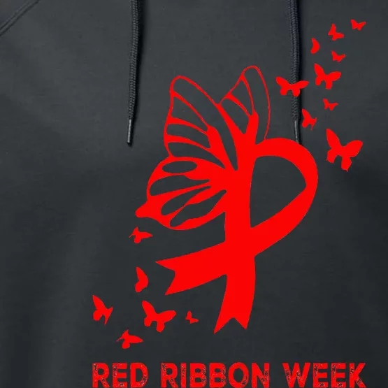 We Wear Red For Red Ribbon Week Awareness Performance Fleece Hoodie