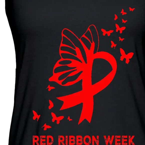 We Wear Red For Red Ribbon Week Awareness Ladies Essential Flowy Tank