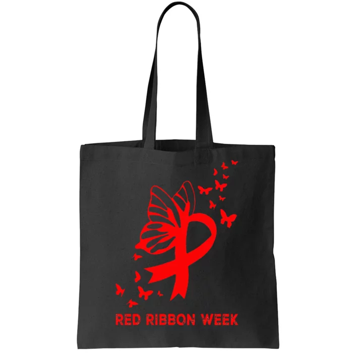 We Wear Red For Red Ribbon Week Awareness Tote Bag