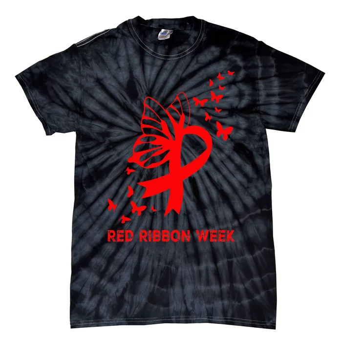 We Wear Red For Red Ribbon Week Awareness Tie-Dye T-Shirt