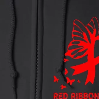 We Wear Red For Red Ribbon Week Awareness Full Zip Hoodie