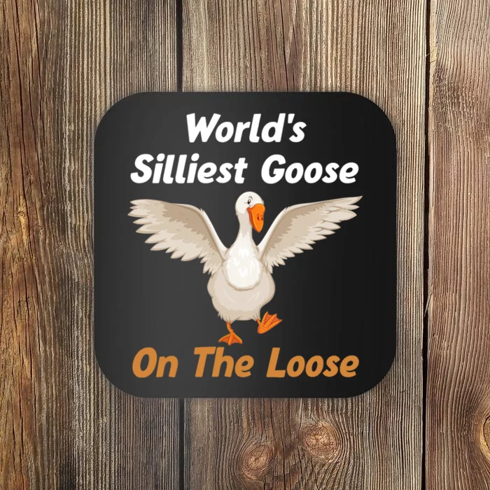 Wo World's Silliest Goose On The Loose Funny V-Neck Coaster