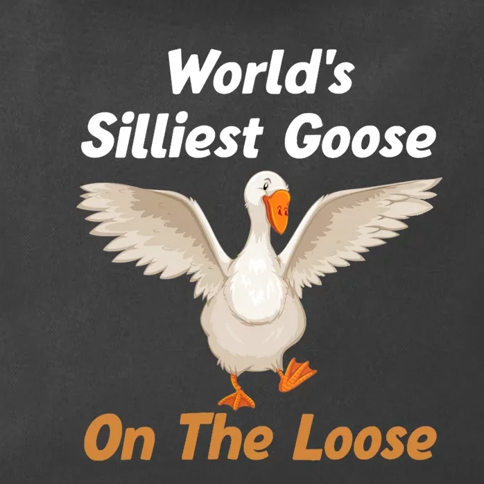 Wo World's Silliest Goose On The Loose Funny V-Neck Zip Tote Bag