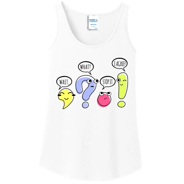 Wait What Stop It I Agree Funny Grammar Teacher Punctuation Ladies Essential Tank