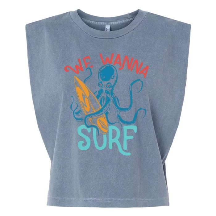 We Wanna Surf Octopus Garment-Dyed Women's Muscle Tee