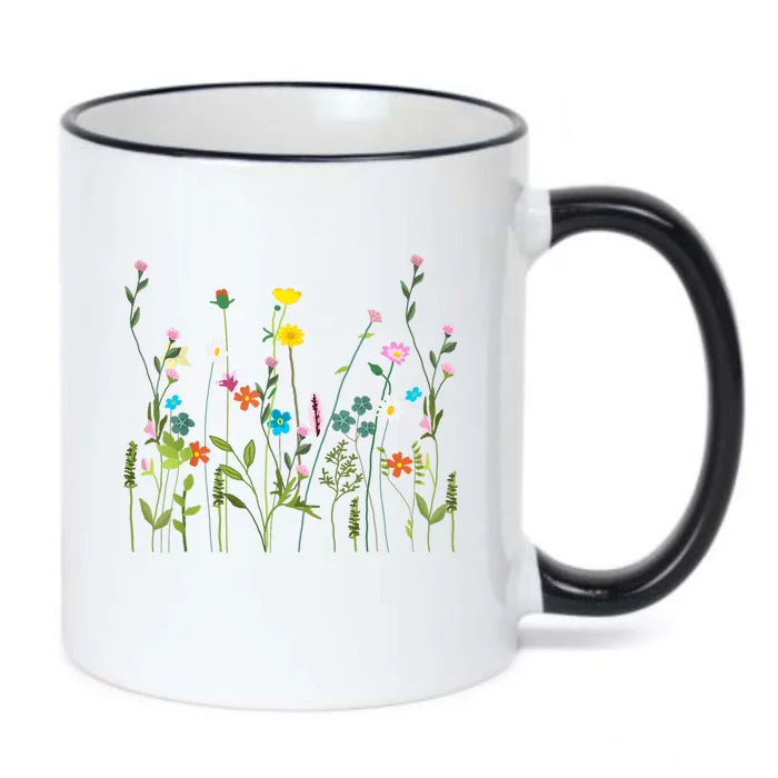 Women Wildflower Summer Flowers Blooming Floral Graphic Black Color Changing Mug