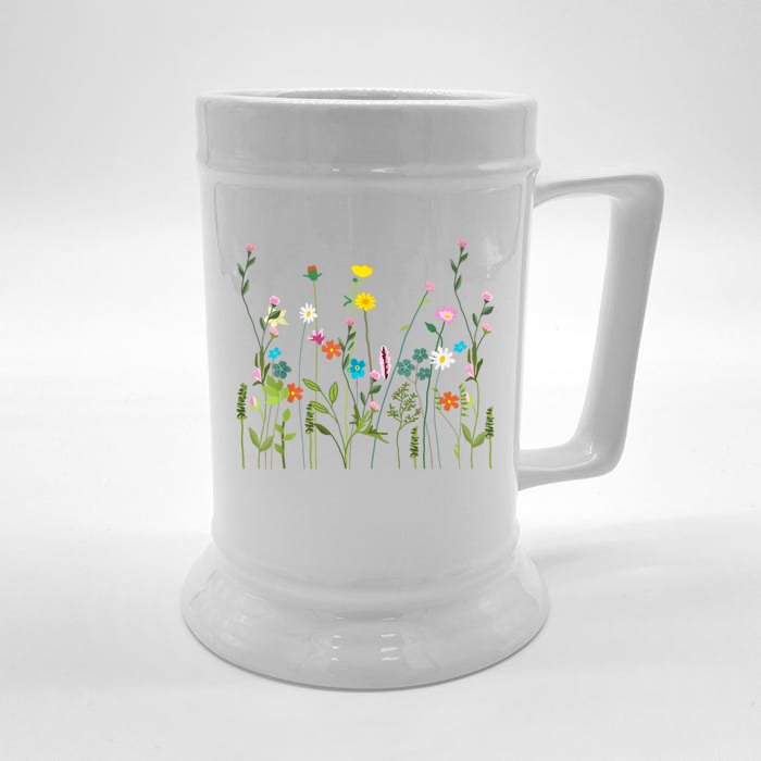 Women Wildflower Summer Flowers Blooming Floral Graphic Front & Back Beer Stein