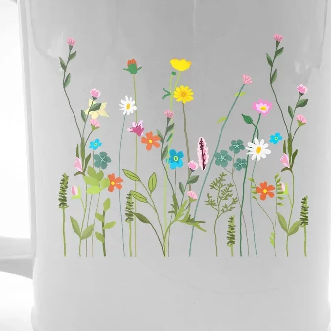 Women Wildflower Summer Flowers Blooming Floral Graphic Front & Back Beer Stein