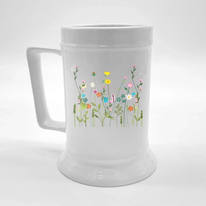 Women Wildflower Summer Flowers Blooming Floral Graphic Front & Back Beer Stein