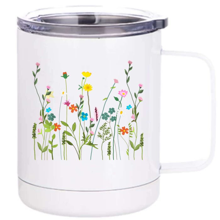 Women Wildflower Summer Flowers Blooming Floral Graphic Front & Back 12oz Stainless Steel Tumbler Cup