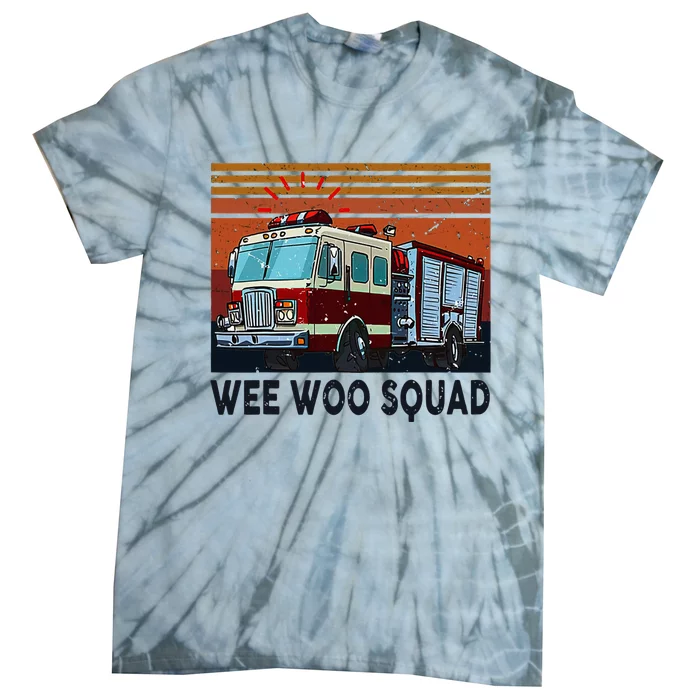 Wee Woo Squad Fire Truck Firefighter Vintage Tie-Dye T-Shirt