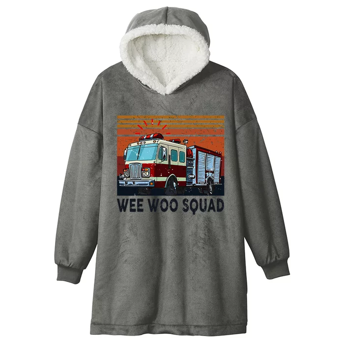 Wee Woo Squad Fire Truck Firefighter Vintage Hooded Wearable Blanket