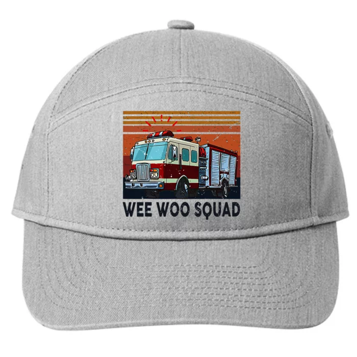 Wee Woo Squad Fire Truck Firefighter Vintage 7-Panel Snapback Hat