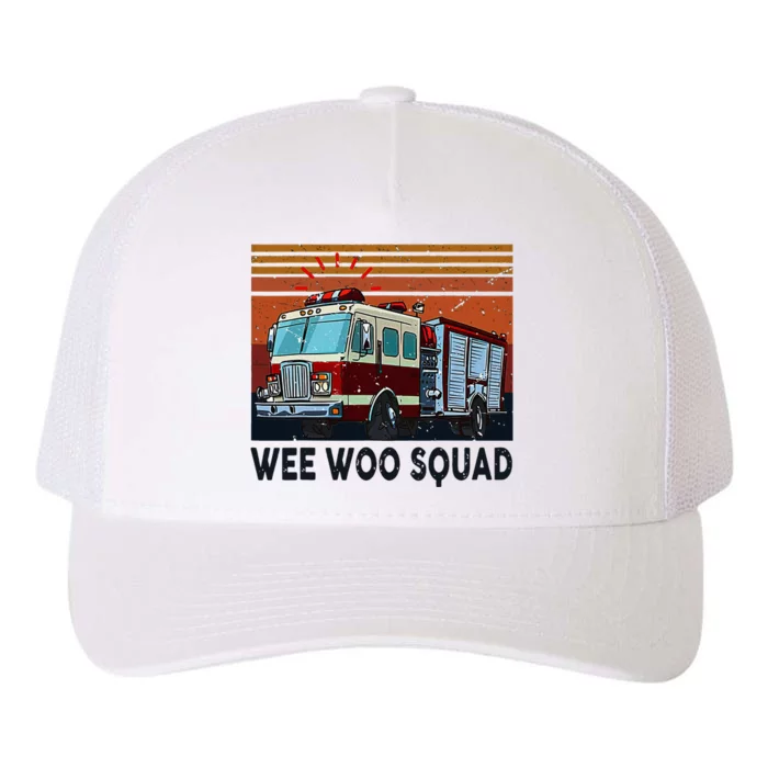 Wee Woo Squad Fire Truck Firefighter Vintage Yupoong Adult 5-Panel Trucker Hat