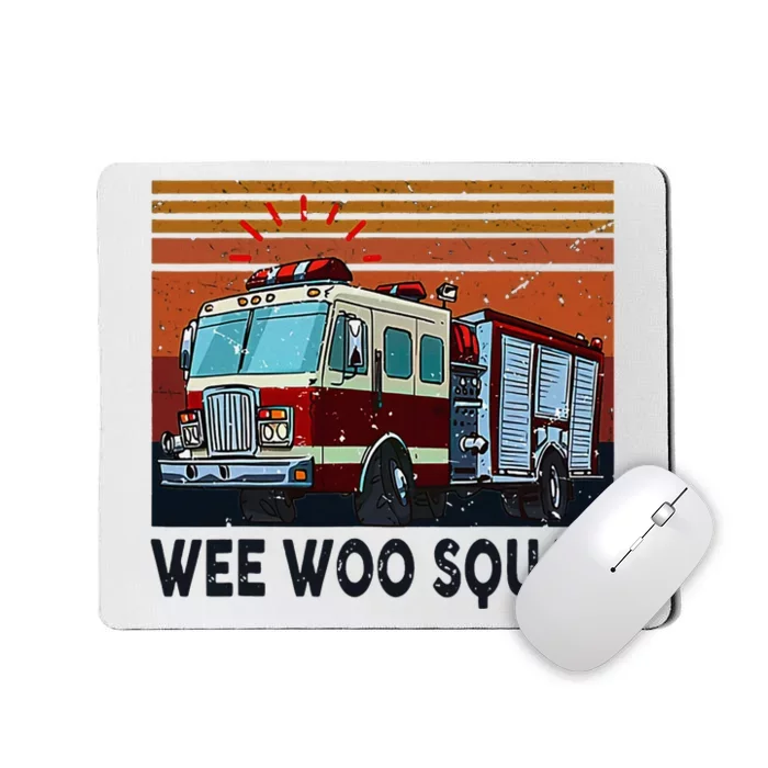 Wee Woo Squad Fire Truck Firefighter Vintage Mousepad