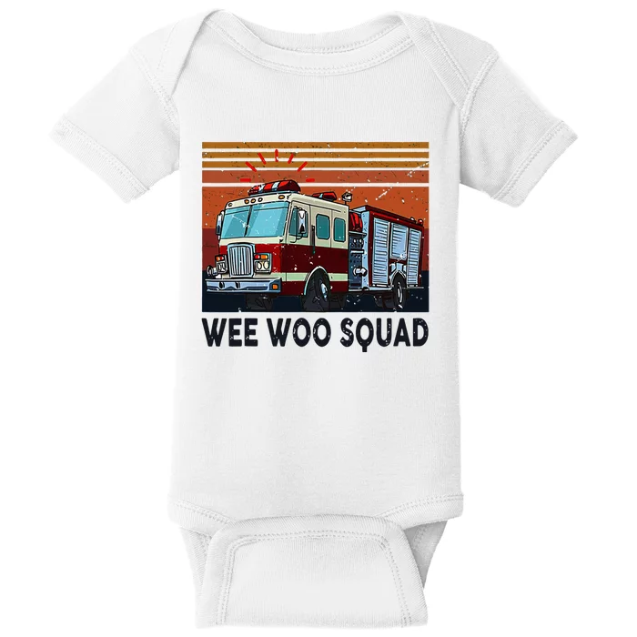 Wee Woo Squad Fire Truck Firefighter Vintage Baby Bodysuit