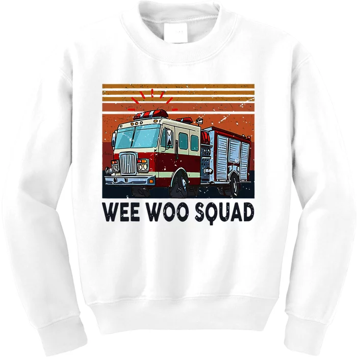 Wee Woo Squad Fire Truck Firefighter Vintage Kids Sweatshirt