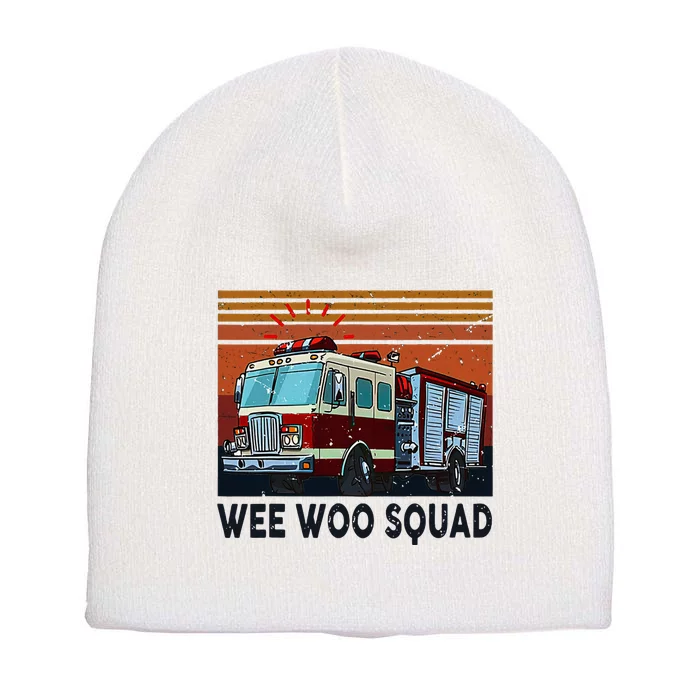 Wee Woo Squad Fire Truck Firefighter Vintage Short Acrylic Beanie