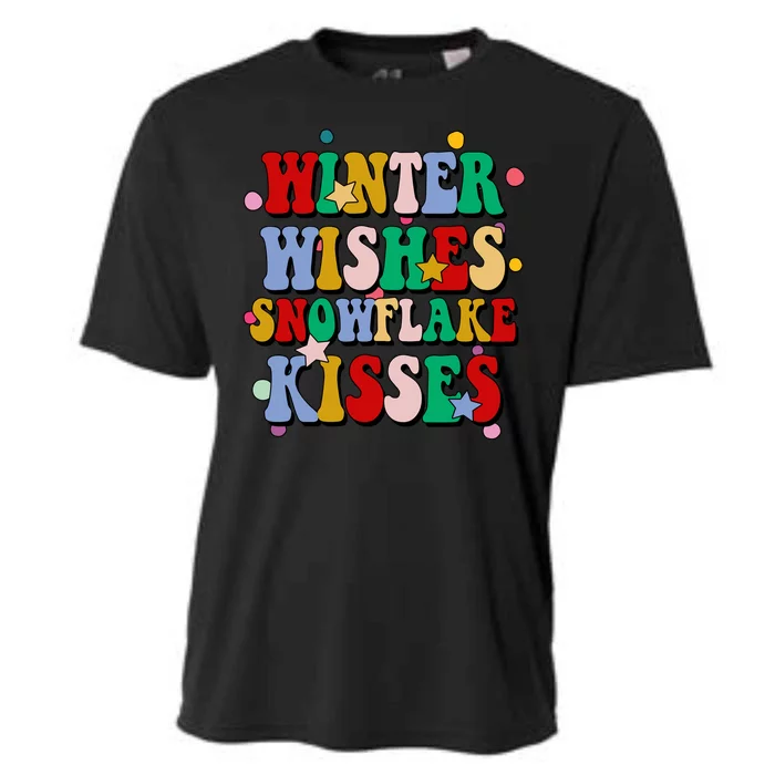 Winter Wishes Snowflake Kisses Retro Christmas Cooling Performance Crew T-Shirt