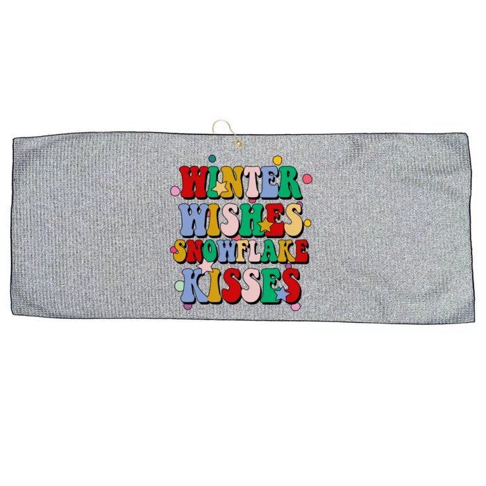 Winter Wishes Snowflake Kisses Retro Christmas Large Microfiber Waffle Golf Towel