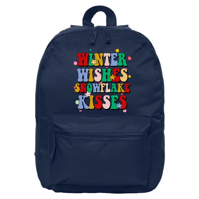 Winter Wishes Snowflake Kisses Retro Christmas 16 in Basic Backpack