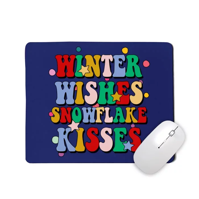 Winter Wishes Snowflake Kisses Retro Christmas Mousepad