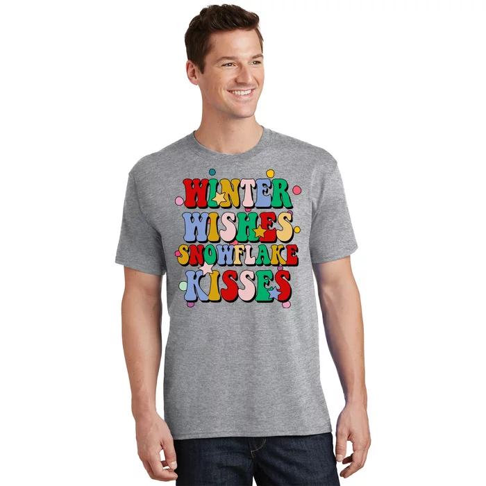 Winter Wishes Snowflake Kisses Retro Christmas T-Shirt