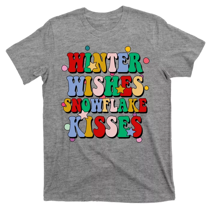 Winter Wishes Snowflake Kisses Retro Christmas T-Shirt