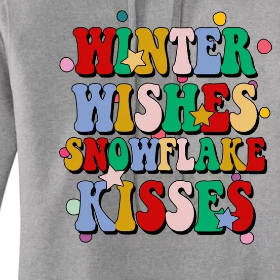 Winter Wishes Snowflake Kisses Retro Christmas Women's Pullover Hoodie