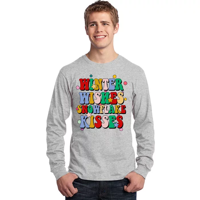 Winter Wishes Snowflake Kisses Retro Christmas Tall Long Sleeve T-Shirt