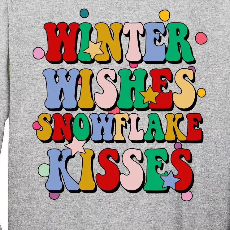 Winter Wishes Snowflake Kisses Retro Christmas Tall Long Sleeve T-Shirt